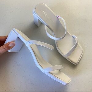 Jeffrey Campbell Size 9 White Double Strap Plastic Square Toe Slip-on Heel
